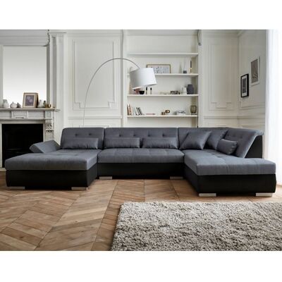 BEST MOBILIER Vermont - canapé panoramique dangle droit - 7 places - XXL - Noir / Gris Noir - Publicité BEST MOBILIER Vermont - canapé panoramique dangle droit - 7 places - XXL - Noir / Gris Noir - Publicité