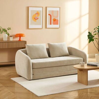 BAÏTA Canapé droit PAZ déplimousse 2 places tissu chenille beige Beige - Publicité BAÏTA Canapé droit PAZ déplimousse 2 places tissu chenille beige Beige - Publicité