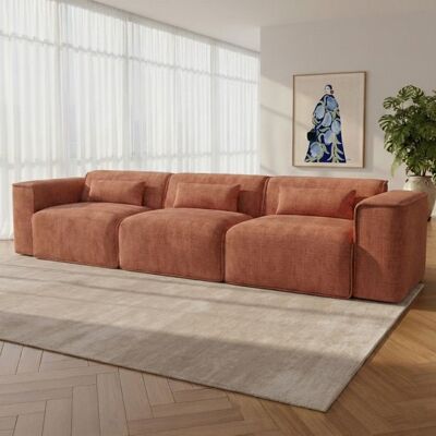 BAÏTA Canapé droit fixe NUNA 4/5 places tissu terracotta Orange - Publicité BAÏTA Canapé droit fixe NUNA 4/5 places tissu terracotta Orange - Publicité