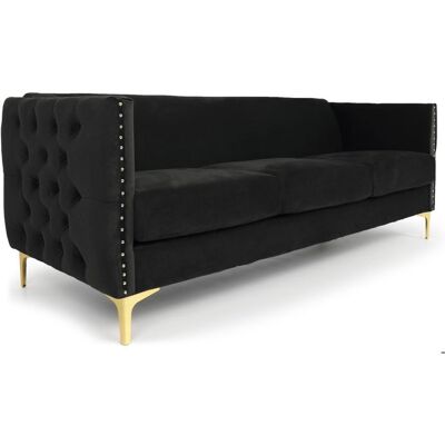 MENZZO Canapé 3 places Joshua Velours Noir -L204 x P70 x H74 cm Noir - Publicité MENZZO Canapé 3 places Joshua Velours Noir -L204 x P70 x H74 cm Noir - Publicité