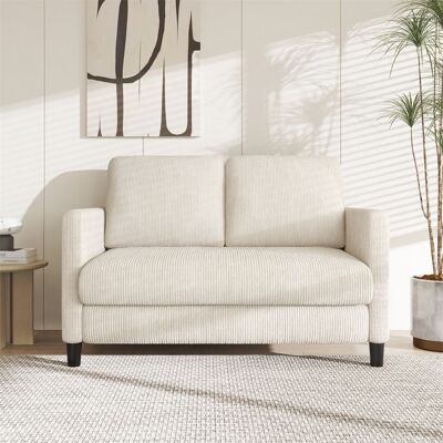 DRIPEX Mini Canapé 2 places en Velours Côtelé BeigeCanapé Scandinave 129×78×89cm avec 2 petits dossiers pour le salonpieds en Beige - Publicité DRIPEX Mini Canapé 2 places en Velours Côtelé BeigeCanapé Scandinave 129×78×89cm avec 2 petits dossiers pour le salonpieds en Beige - Publicité