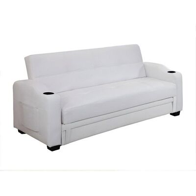 VENTE-UNIQUE Canapé convertible clic clac en simili MIRELLA - B Blanc - Publicité VENTE-UNIQUE Canapé convertible clic clac en simili MIRELLA - B Blanc - Publicité