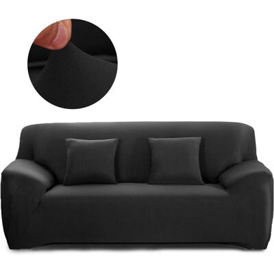 L&H-CFCAHL Housse de canapé 2 places 145-185cm élastique – Tissu polyester antidérapant – Lavable en machine Noir - Publicité L&H-CFCAHL Housse de canapé 2 places 145-185cm élastique – Tissu polyester antidérapant – Lavable en machine Noir - Publicité