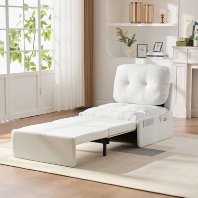 HIBA Canapé lit extensible invisible 2 en 1 tissu lin 195x815 cm (fauteuil/chaise longue) surface de sommeil 165x80 cm-Blanc Blanc - Publicité HIBA Canapé lit extensible invisible 2 en 1 tissu lin 195x815 cm (fauteuil/chaise longue) surface de sommeil 165x80 cm-Blanc Blanc - Publicité