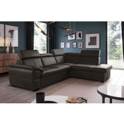 Canapé dangle convertible en cuir italien de luxe 5/6 places TONY avec coffre chocolat angle droit Marron - Publicité Canapé dangle convertible en cuir italien de luxe 5/6 places TONY avec coffre chocolat angle droit Marron - Publicité