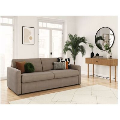 Canapé convertible express 3 places AGATHE 140x190cm en velours côtelé - Taupe - Matelas 13cm - L178 x P96 x H88cm - LOUNGITUDE Beige - Publicité Canapé convertible express 3 places AGATHE 140x190cm en velours côtelé - Taupe - Matelas 13cm - L178 x P96 x H88cm - LOUNGITUDE Beige - Publicité