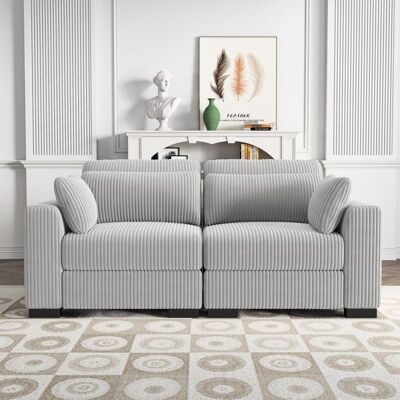 COZIFOME Canapé dangle convertible en Velours côtelé gris - 3 places. fauteuil dangle réversible coffre rangement lit modulable Gris - Publicité COZIFOME Canapé dangle convertible en Velours côtelé gris - 3 places. fauteuil dangle réversible coffre rangement lit modulable Gris - Publicité