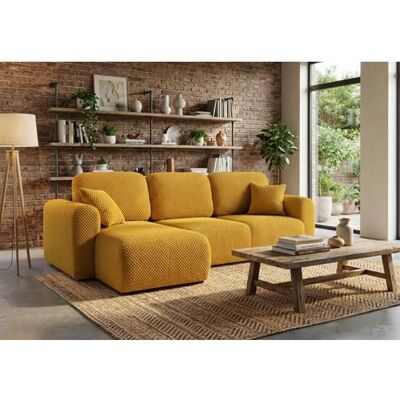 MEUBLESLINE Canapé d’angle convertible Binigia 4 places – Tissu POP effet 3D jaune - 245 cm Jaune - Publicité MEUBLESLINE Canapé d’angle convertible Binigia 4 places – Tissu POP effet 3D jaune - 245 cm Jaune - Publicité