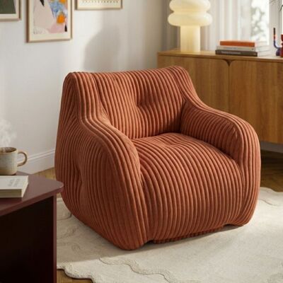 BAÏTA Pouf LUFFY velours côtelé terracotta - Publicité BAÏTA Pouf LUFFY velours côtelé terracotta - Publicité