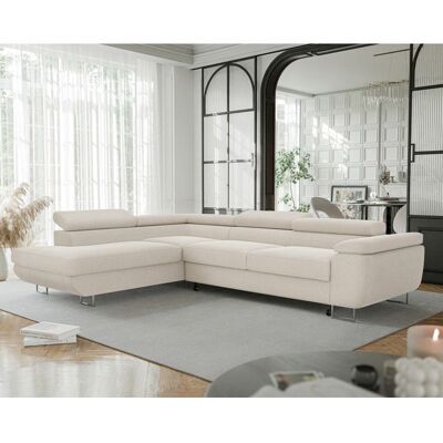 IDOHOME Canapé dangle Gauche ANTON - 7 places - Canape Convertible avec Coffre - Tissu avec Reflets Subtils - Crème Blanc - Publicité IDOHOME Canapé dangle Gauche ANTON - 7 places - Canape Convertible avec Coffre - Tissu avec Reflets Subtils - Crème Blanc - Publicité