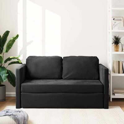 vidaXL Canapé-lit 2 en 1 noir 122x204x55 cm velours 353959 Noir - Publicité vidaXL Canapé-lit 2 en 1 noir 122x204x55 cm velours 353959 Noir - Publicité