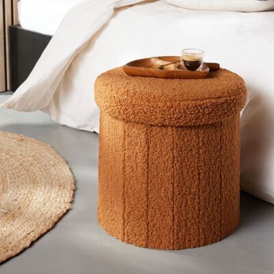 Pouf coffre rond MOKA - FACTORY - Marron 38x38 cm Marron - Publicité Pouf coffre rond MOKA - FACTORY - Marron 38x38 cm Marron - Publicité