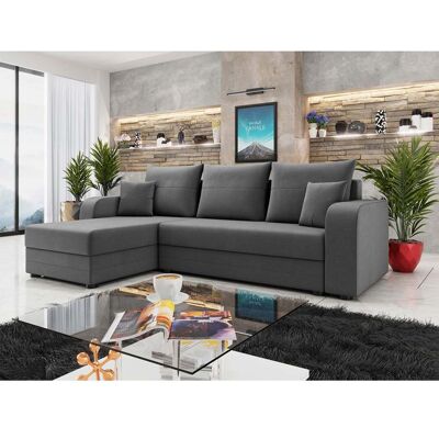 BEST MOBILIER Harvey - Canapé dangle réversible 4 places convertible avec coffre en velours - Gris Gris - Publicité BEST MOBILIER Harvey - Canapé dangle réversible 4 places convertible avec coffre en velours - Gris Gris - Publicité