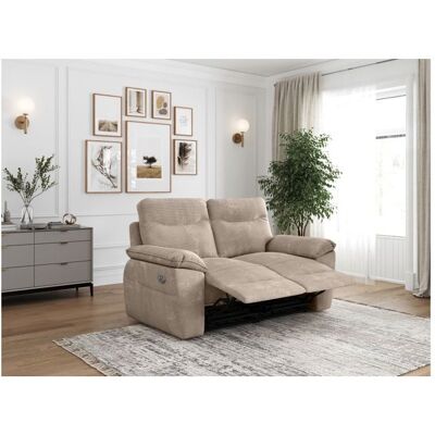 Canapé de relaxation électrique ROSS 2 places en velours côtelé - Taupe - L160 x P100 x H102cm - LOUNGITUDE Beige - Publicité Canapé de relaxation électrique ROSS 2 places en velours côtelé - Taupe - L160 x P100 x H102cm - LOUNGITUDE Beige - Publicité