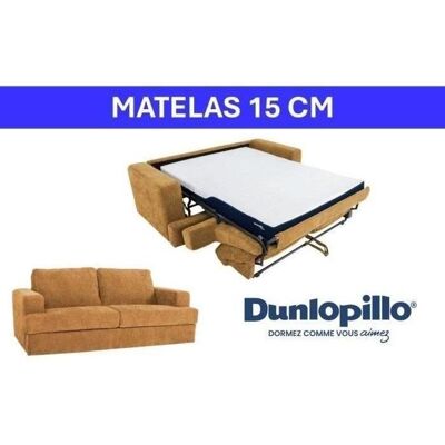 Canapé convertible express - 3 places - IGOR - Tissu gauffré - Ocre - Matelas 15 cm - 211 x 107 x 90 cm - DUNLOPILLO Jaune - Publicité Canapé convertible express - 3 places - IGOR - Tissu gauffré - Ocre - Matelas 15 cm - 211 x 107 x 90 cm - DUNLOPILLO Jaune - Publicité