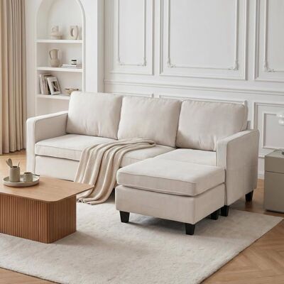 Canapé moderne JIEXI 3 places causeuse du milieu du siècle avec tissu respirant canapé en éponge haute densité pour salon Beige - Publicité Canapé moderne JIEXI 3 places causeuse du milieu du siècle avec tissu respirant canapé en éponge haute densité pour salon Beige - Publicité