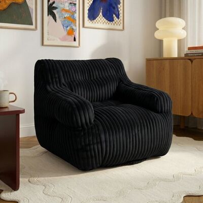 BAÏTA Pouf LUFFY velours côtelé noir Noir - Publicité BAÏTA Pouf LUFFY velours côtelé noir Noir - Publicité