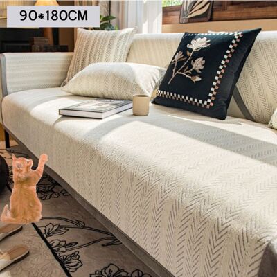LEOCLOTHO Housse de CanapéStyle Rétro Housse Canapé en ChenilleHousse Canape Antidérapante 1/2/3/4 Places en Forme de L-Gris 90x180cm Beige - Publicité LEOCLOTHO Housse de CanapéStyle Rétro Housse Canapé en ChenilleHousse Canape Antidérapante 1/2/3/4 Places en Forme de L-Gris 90x180cm Beige - Publicité