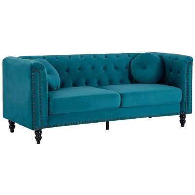 VENTE-UNIQUE Canapé 3 places en velours bleu canard TURNER Bleu - Publicité VENTE-UNIQUE Canapé 3 places en velours bleu canard TURNER Bleu - Publicité