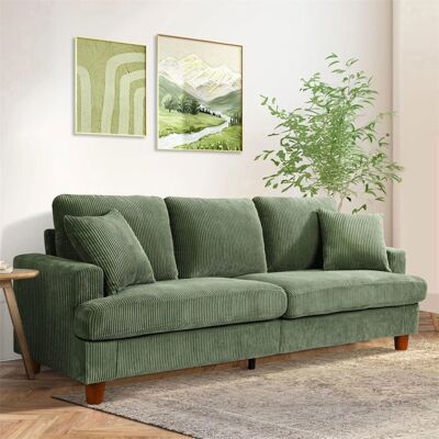 DRIPEX Grand Canapé 3 Places en Velours Côtelé VertCanapé Scandinave pour le salon avec 3 coussins et 2 oreillers220×76×84cm Vert - Publicité DRIPEX Grand Canapé 3 Places en Velours Côtelé VertCanapé Scandinave pour le salon avec 3 coussins et 2 oreillers220×76×84cm Vert - Publicité