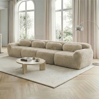 Canapé 4 places modulable - LANGTU - Canapé Nuage Ergonomique - Tissu peluche - Mousse HR 32D - Base antidérapante Marron - Publicité Canapé 4 places modulable - LANGTU - Canapé Nuage Ergonomique - Tissu peluche - Mousse HR 32D - Base antidérapante Marron - Publicité