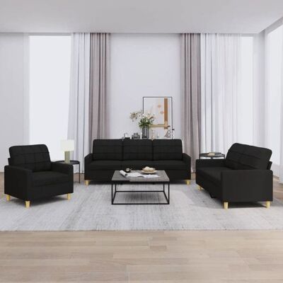 vidaXL Ensemble de Canapés avec Coussins 3 pcs Canapés avec Accoudoirs et Dossier Ensemble de Meubles Mobilier de Salon 3201246 Noir - Publicité vidaXL Ensemble de Canapés avec Coussins 3 pcs Canapés avec Accoudoirs et Dossier Ensemble de Meubles Mobilier de Salon 3201246 Noir - Publicité