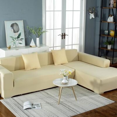 Housse de canapé sectionnel - AUTREMENT - Sectionnel en L - Lavable - Beige multicolore - Polyester - 2+3 places Beige - Publicité Housse de canapé sectionnel - AUTREMENT - Sectionnel en L - Lavable - Beige multicolore - Polyester - 2+3 places Beige - Publicité