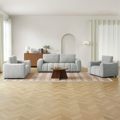 BAÏTA Ensemble canapés droits 3+2 places + fauteuil KEREA tissu gris Gris - Publicité BAÏTA Ensemble canapés droits 3+2 places + fauteuil KEREA tissu gris Gris - Publicité
