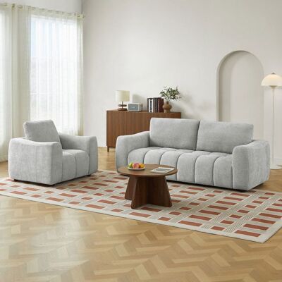 BAÏTA Ensemble canapé droit 3 places + fauteuil 1 place KEREA tissu gris Gris - Publicité BAÏTA Ensemble canapé droit 3 places + fauteuil 1 place KEREA tissu gris Gris - Publicité