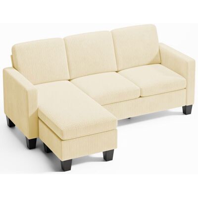 Canapé dangle Réversible - Bealife - Canapé Modulable en L - 3 Places - Pouf - Velours Côtelé - Beurre - 188 x 136 x 89 cm Jaune - Publicité Canapé dangle Réversible - Bealife - Canapé Modulable en L - 3 Places - Pouf - Velours Côtelé - Beurre - 188 x 136 x 89 cm Jaune - Publicité