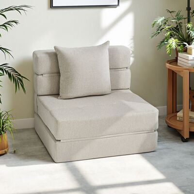 Generic Chauffeuse canapé-lit convertible fauteuil 1 place avec 1 coussin déhoussable tissu beige Beige - Publicité Generic Chauffeuse canapé-lit convertible fauteuil 1 place avec 1 coussin déhoussable tissu beige Beige - Publicité