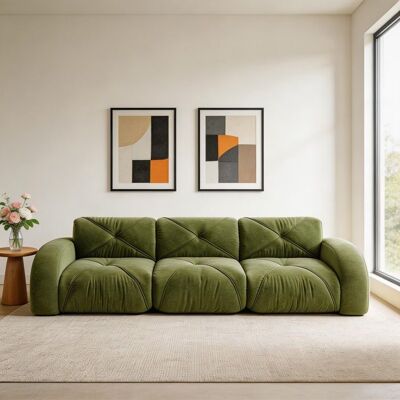 PAGE LIVING Canapé modulaire 3 places - Modèle W3325 - Tissu chenille vert - Mousse 32D - Anti-dérapant Vert - Publicité PAGE LIVING Canapé modulaire 3 places - Modèle W3325 - Tissu chenille vert - Mousse 32D - Anti-dérapant Vert - Publicité