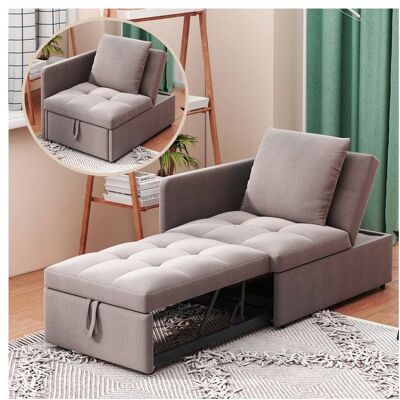 Generic Canape lit rembourré 3 en 1 avec dossier réglable Lit 1 Personne Canapé convertible pour petits espaces Lin Gris - Publicité Generic Canape lit rembourré 3 en 1 avec dossier réglable Lit 1 Personne Canapé convertible pour petits espaces Lin Gris - Publicité