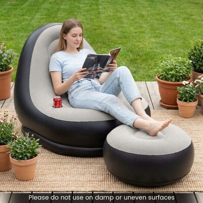 Canapé Gonflable COSTWAY avec Repose-Pieds et Porte-gobelet Intégré Surface Flocage pour Extérieur Intérieur CampingSans Pompe Gris - Publicité Canapé Gonflable COSTWAY avec Repose-Pieds et Porte-gobelet Intégré Surface Flocage pour Extérieur Intérieur CampingSans Pompe Gris - Publicité