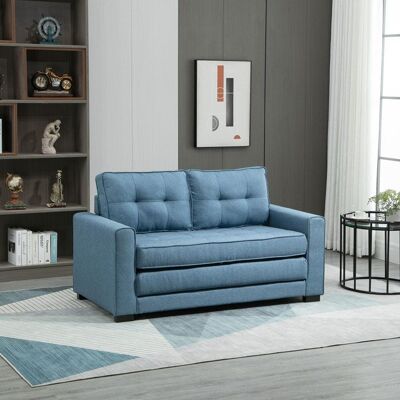 Generic Canapé droit convertible 2 places - dossier capitonné - 1475 x 75 x 85 cm - bleu Bleu - Publicité Generic Canapé droit convertible 2 places - dossier capitonné - 1475 x 75 x 85 cm - bleu Bleu - Publicité
