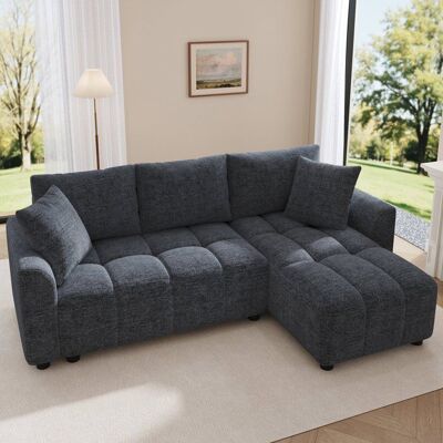 VEPSSDER Canapé 3 places convertible en angle gris revêtement en chenille avec 2 coussins décoratifs idéal pour le salon et lappartement Gris - Publicité VEPSSDER Canapé 3 places convertible en angle gris revêtement en chenille avec 2 coussins décoratifs idéal pour le salon et lappartement Gris - Publicité