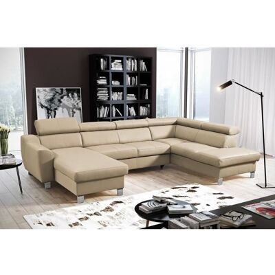 MOBILIER PRIVE ASTON - Canapé panoramique dangle convertible en cuir italien de luxe - 7/8 places - Méridienne à gauche (vu de face) - Beige Beige - Publicité MOBILIER PRIVE ASTON - Canapé panoramique dangle convertible en cuir italien de luxe - 7/8 places - Méridienne à gauche (vu de face) - Beige Beige - Publicité