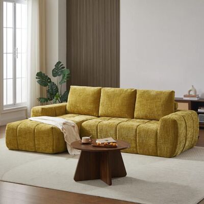 BAÏTA Canapé dangle gauche compressé AUREA 4 places tissu jaune moutarde Jaune - Publicité BAÏTA Canapé dangle gauche compressé AUREA 4 places tissu jaune moutarde Jaune - Publicité