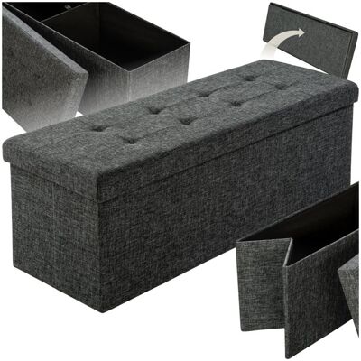 Tabouret- TECTAKE - Tabouret banc avec espace de rangement pliant et rembourré en polyester 110 x 38 x 38 cm - Gris foncé Gris - Publicité Tabouret- TECTAKE - Tabouret banc avec espace de rangement pliant et rembourré en polyester 110 x 38 x 38 cm - Gris foncé Gris - Publicité