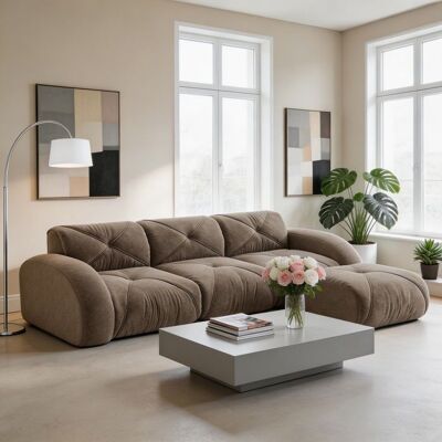 PAGE LIVING Canapé dangle modulaire 3 places - W3325P439193 - chenille marron - mousse 32D haute densité - sans montage Marron - Publicité PAGE LIVING Canapé dangle modulaire 3 places - W3325P439193 - chenille marron - mousse 32D haute densité - sans montage Marron - Publicité