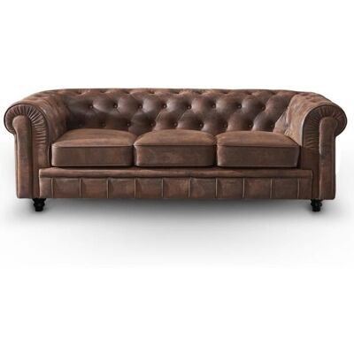 INTENSE DECO Canapé Chesterfield 3 Places Vintage Marron - Publicité INTENSE DECO Canapé Chesterfield 3 Places Vintage Marron - Publicité