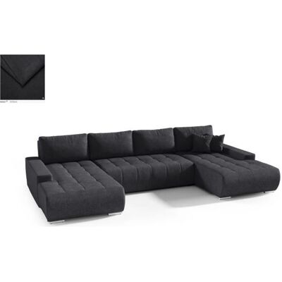 MEUBLES LINE BELUTI - Canapé dangle panoramique en U Convertible. Tissu Design. Lit + Coffre de Rangement (Noir) Noir - Publicité MEUBLES LINE BELUTI - Canapé dangle panoramique en U Convertible. Tissu Design. Lit + Coffre de Rangement (Noir) Noir - Publicité