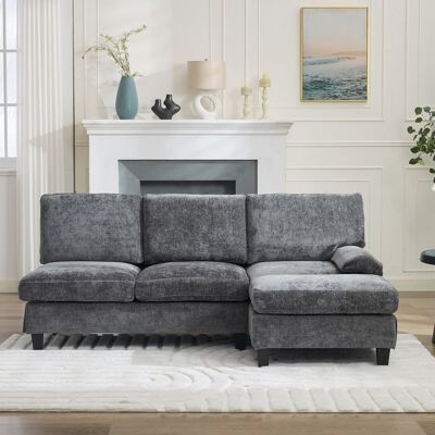 Canapé‑lit dangle - KOMHTOM - Modulable L 3 places - Tissu gris - Angle réversible - Convertible Gris - Publicité Canapé‑lit dangle - KOMHTOM - Modulable L 3 places - Tissu gris - Angle réversible - Convertible Gris - Publicité