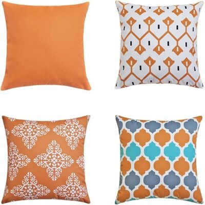 Housse de coussin carrée motif simple et réversible lot de 4 pour canapé chaise salon 45 x 45 cm (orange)MHZB Orange - Publicité Housse de coussin carrée motif simple et réversible lot de 4 pour canapé chaise salon 45 x 45 cm (orange)MHZB Orange - Publicité