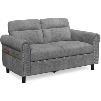 Canapé 2 Places - Bealife Canapé Scandinave en Suédine - 2 Coussins - 2 Accoudoirs - Salon - Chambre - 152 x 76 x 84 cm - Gris Gris - Publicité Canapé 2 Places - Bealife Canapé Scandinave en Suédine - 2 Coussins - 2 Accoudoirs - Salon - Chambre - 152 x 76 x 84 cm - Gris Gris - Publicité