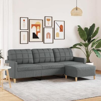 vidaXL Canapé à 3 places avec repose-pieds Gris foncé 210 cm Tissu 3278250 Gris - Publicité vidaXL Canapé à 3 places avec repose-pieds Gris foncé 210 cm Tissu 3278250 Gris - Publicité