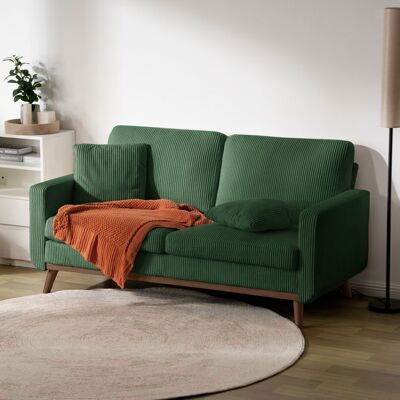 Canapé 2/3 Places 172x84x86cm en Velours Côtelé 2 coussins compris -Un couverture beige offreVert Naturel Vert - Publicité Canapé 2/3 Places 172x84x86cm en Velours Côtelé 2 coussins compris -Un couverture beige offreVert Naturel Vert - Publicité