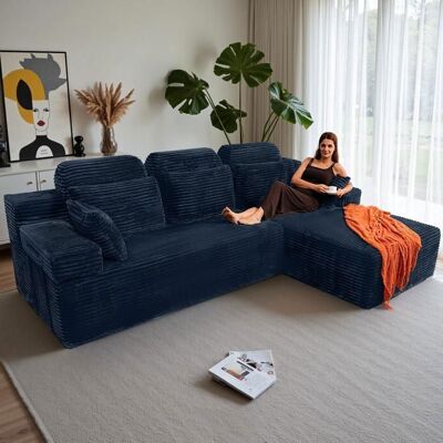 PATBRELA Canapé dangle réversible avec méridienne canapé modulairee dossier haute canapé-lit à assise profonde sans assemblage bleu Bleu - Publicité PATBRELA Canapé dangle réversible avec méridienne canapé modulairee dossier haute canapé-lit à assise profonde sans assemblage bleu Bleu - Publicité