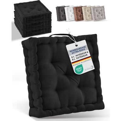 BEAUTISSU Beauitssu Set de 4 Coussins de Sol Coussin dassise 40x40 cm - Coussin Matelas épais 8cm - 100% Coton Coussin dassise Noir - Mila Noir - Publicité BEAUTISSU Beauitssu Set de 4 Coussins de Sol Coussin dassise 40x40 cm - Coussin Matelas épais 8cm - 100% Coton Coussin dassise Noir - Mila Noir - Publicité