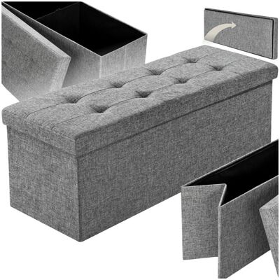 Tabouret- TECTAKE - Tabouret banc avec espace de rangement pliant et rembourré en polyester 110 x 38 x 38 cm - Gris clair Gris - Publicité Tabouret- TECTAKE - Tabouret banc avec espace de rangement pliant et rembourré en polyester 110 x 38 x 38 cm - Gris clair Gris - Publicité